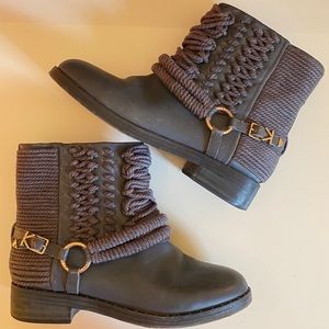 Ivy Kirzhner Grey LeatherBonded Rope Boots sz 6.5